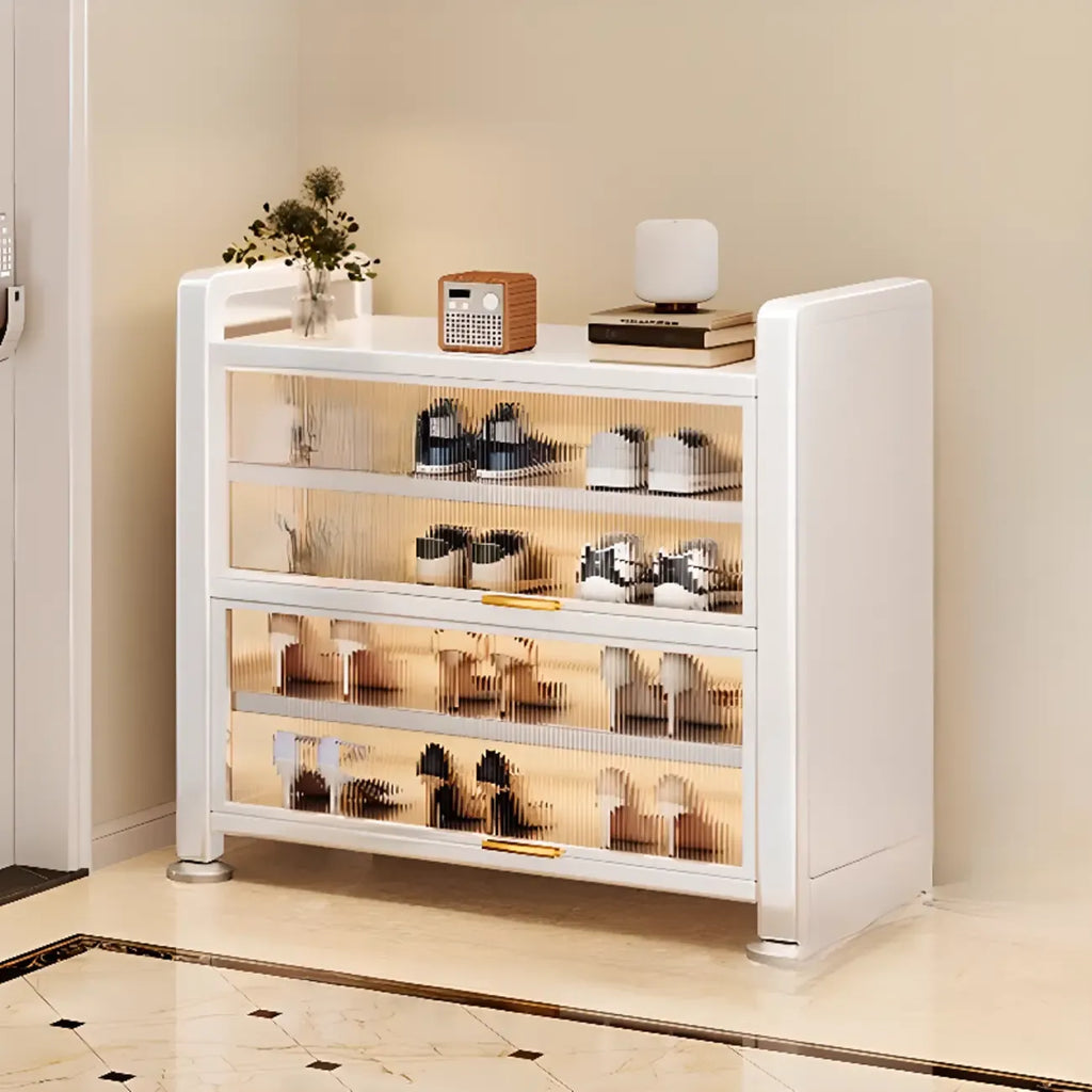 Adjustable Flip-up Door Gun Gray Metal Storage Shoe Rack