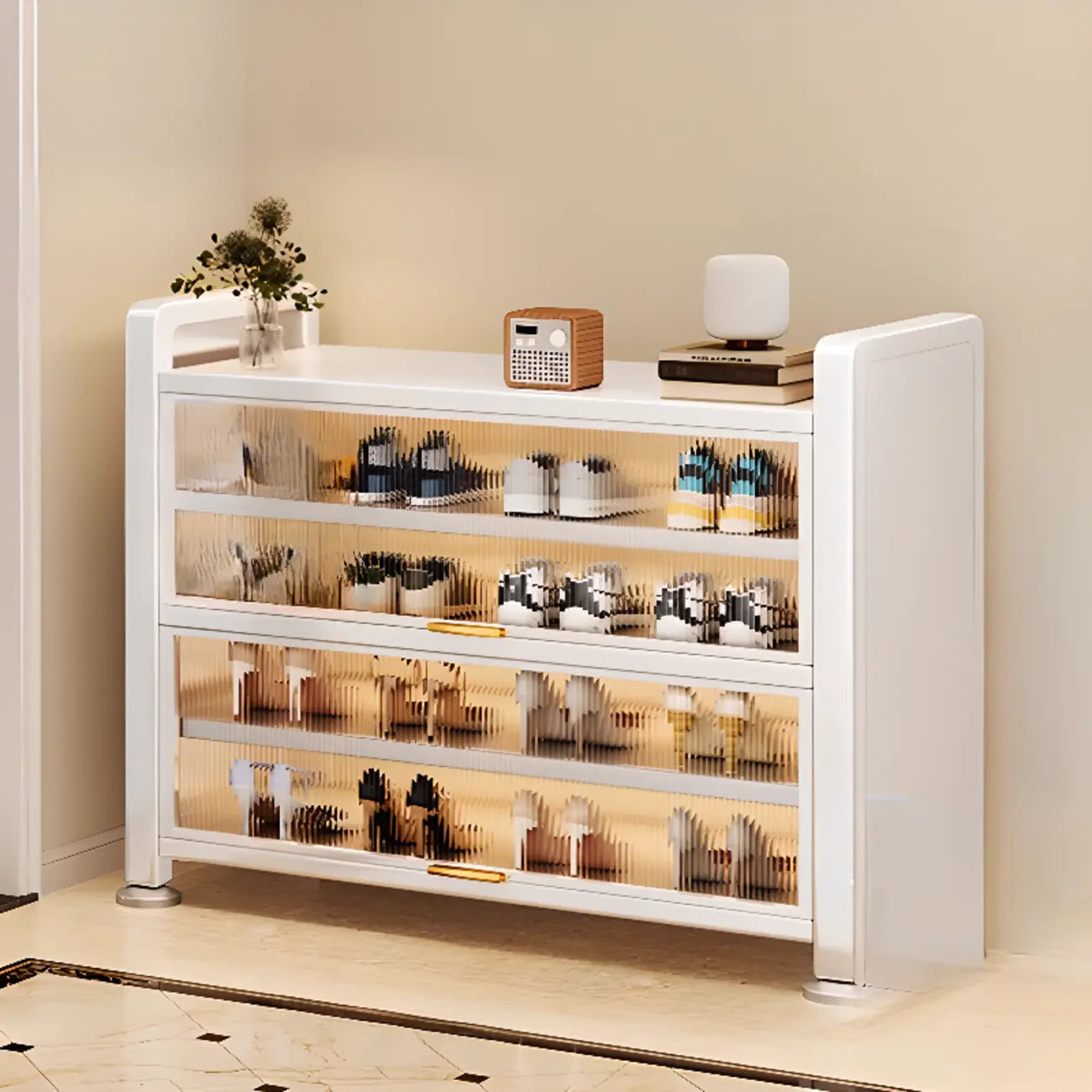 Adjustable Flip-up Door Gun Gray Metal Storage Shoe Rack