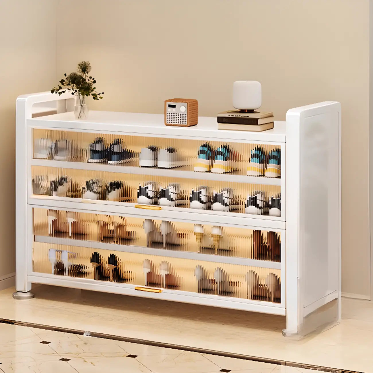 Adjustable Flip-up Door Gun Gray Metal Storage Shoe Rack