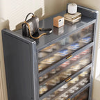 Adjustable Flip-up Door Gun Gray Metal Storage Shoe Rack