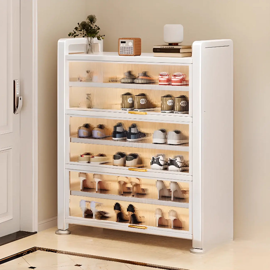 Adjustable Flip-up Door Gun Gray Metal Storage Shoe Rack