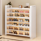 Adjustable Flip-up Door Gun Gray Metal Storage Shoe Rack