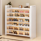 Adjustable Flip-up Door Gun Gray Metal Storage Shoe Rack
