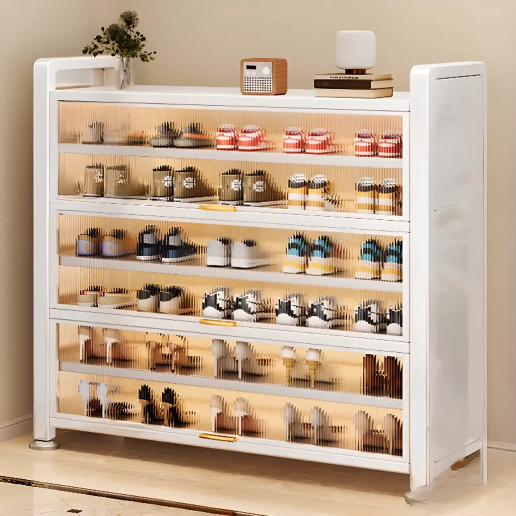Adjustable Flip-up Door Gun Gray Metal Storage Shoe Rack