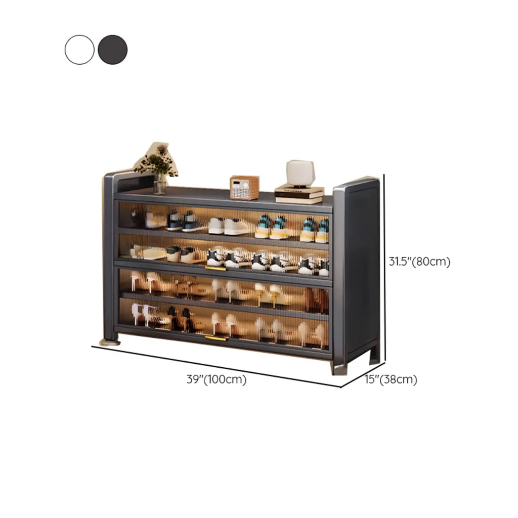 Adjustable Flip-up Door Gun Gray Metal Storage Shoe Rack