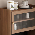 Compact Wooden Brown 2-Drawer Tall Sideboard with Hutch