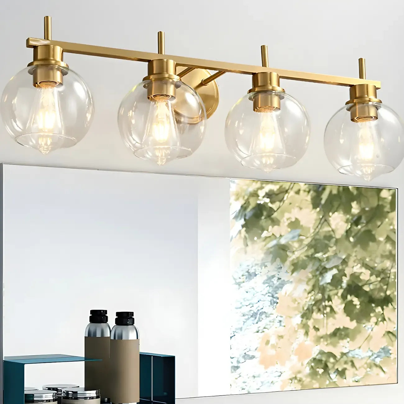 Brass Globe Vanity Light Modern Style for Bathroom