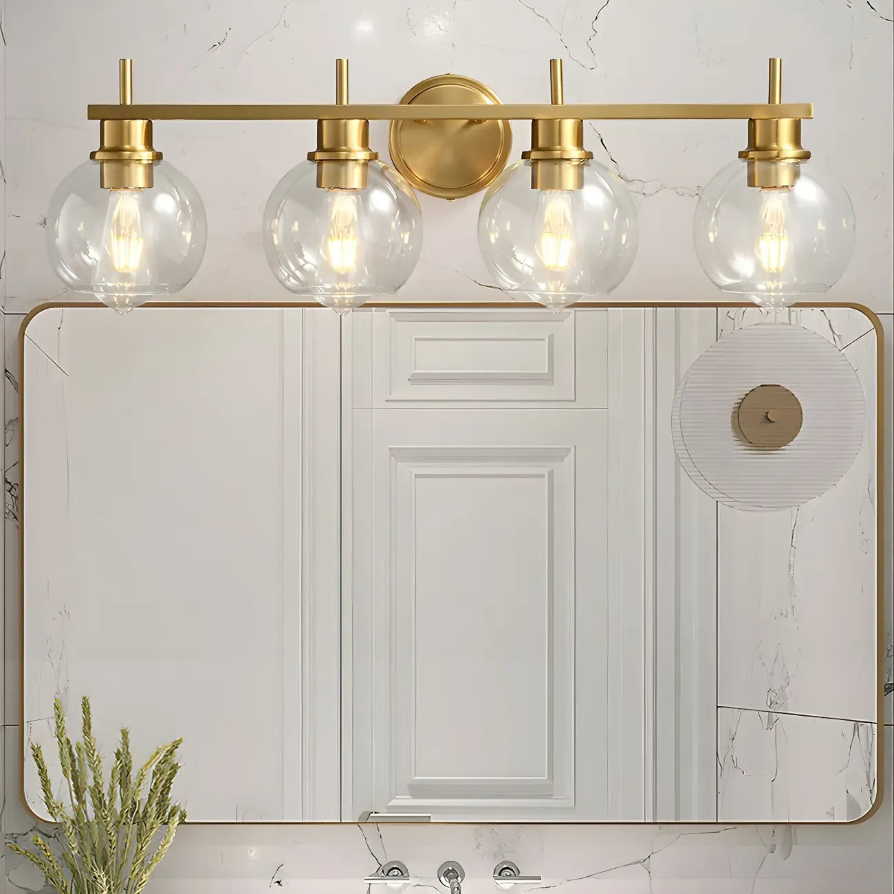 Brass Globe Vanity Light Modern Style for Bathroom