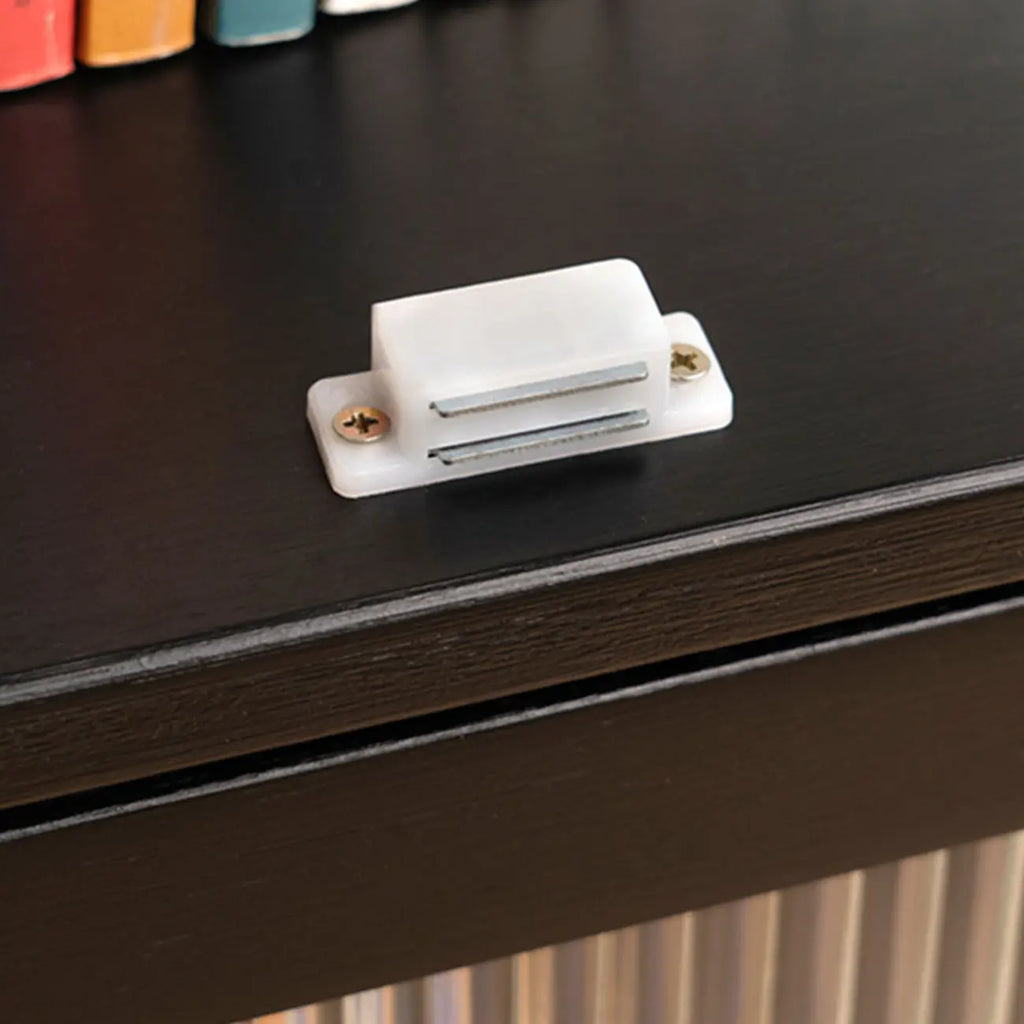 Bamboo Modern Black Vertical Bookcase with Acrylic Doors