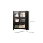 Bamboo Modern Black Vertical Bookcase with Acrylic Doors