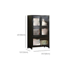 Bamboo Modern Black Vertical Bookcase with Acrylic Doors