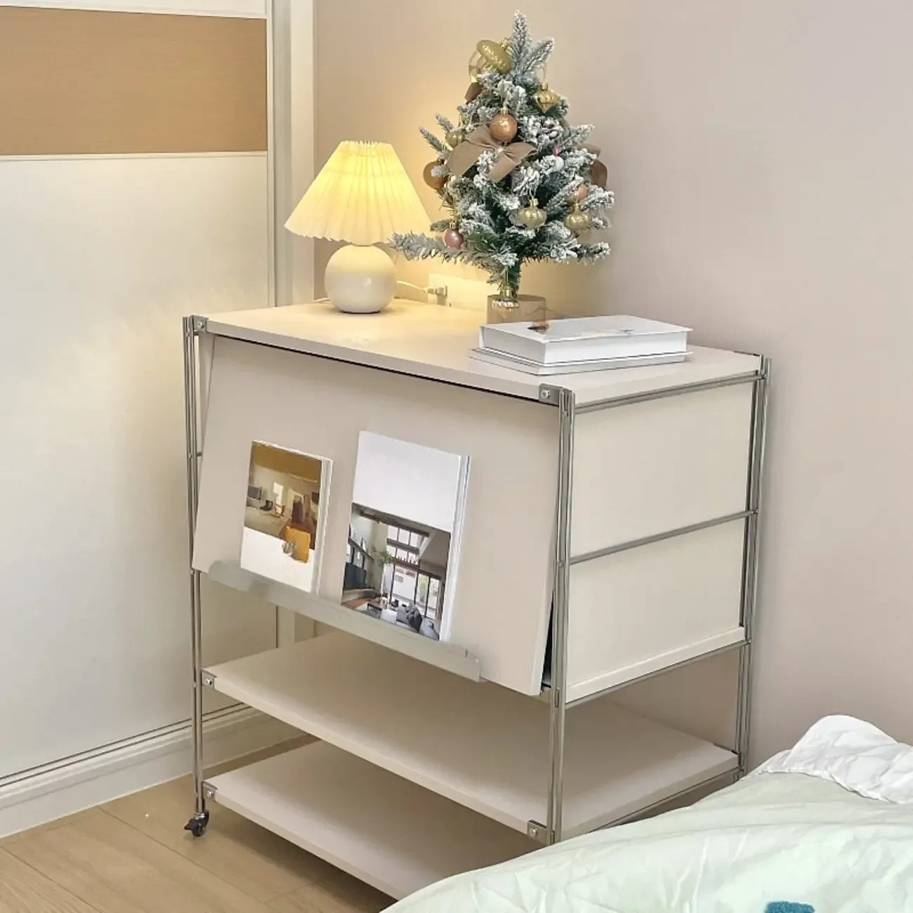 Compact Wood Steel Frame 3-Tier Bookcase in Black
