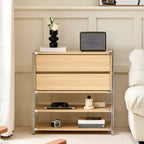Compact Wood Steel Frame 3-Tier Bookcase in Black