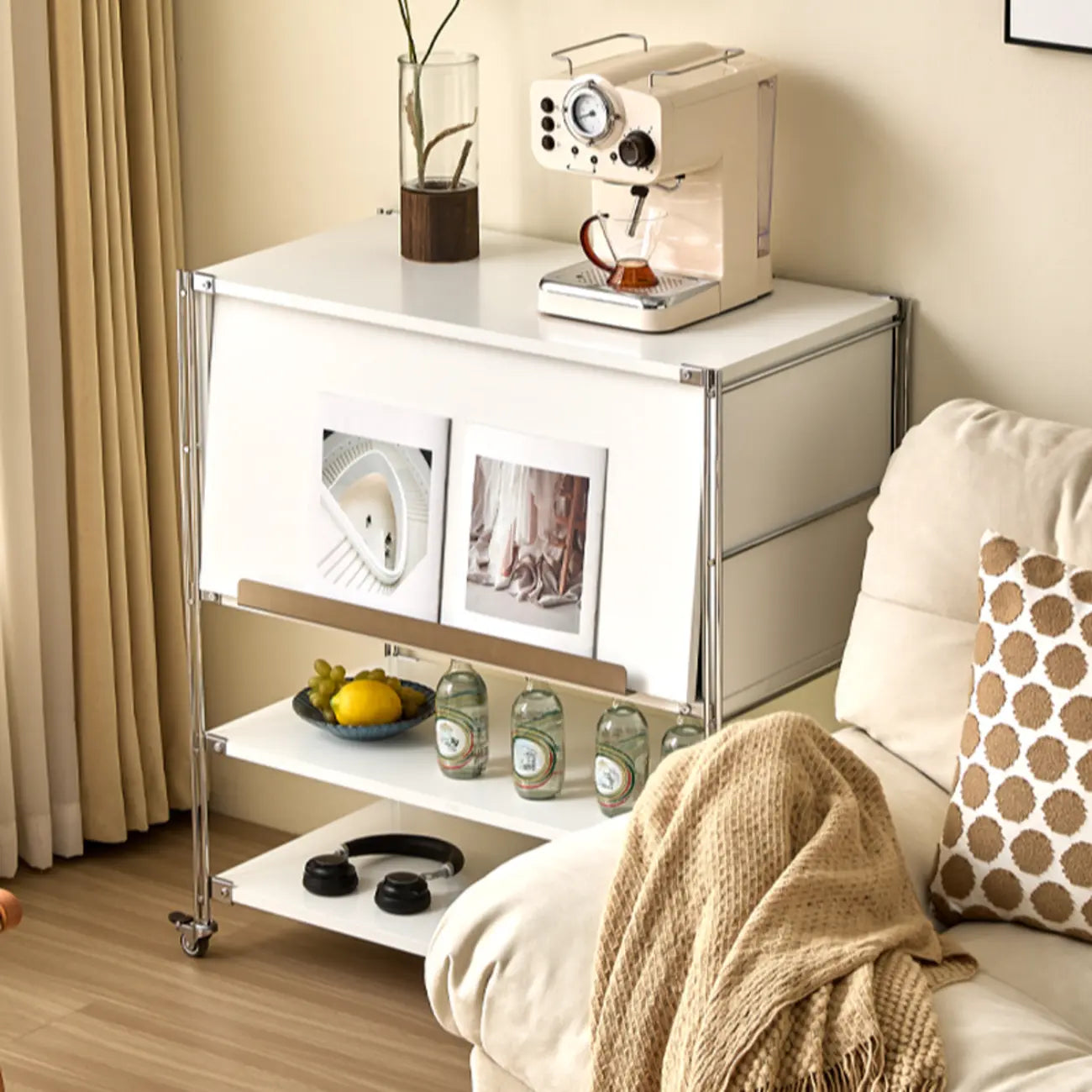Compact Wood Steel Frame 3-Tier Bookcase in Black