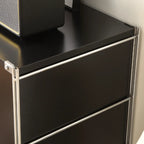 Compact Wood Steel Frame 3-Tier Bookcase in Black
