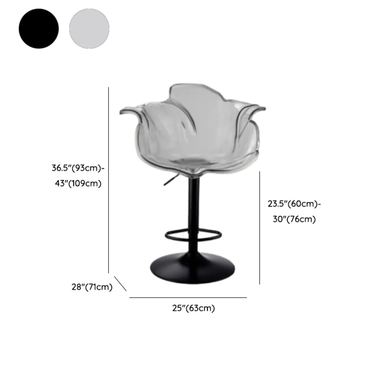 Clear Acrylic Swivel Adjustable Height Bar Stools with Backs
