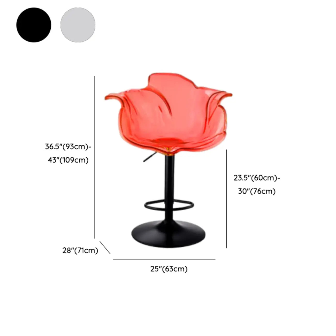 Clear Acrylic Swivel Adjustable Height Bar Stools with Backs