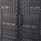 Artistic Pattern Wood Black Cabinet Sideboard in 3-Shelf