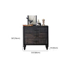 Artistic Pattern Wood Black Cabinet Sideboard in 3-Shelf