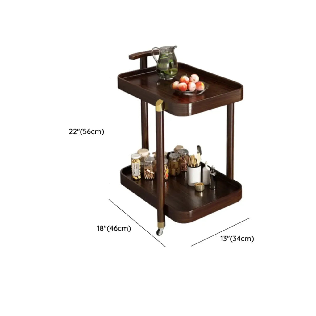 3-Tier Bamboo Brown Round Swivel Side Table for Living Room