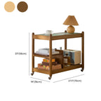 Rectangular Wide Nut-Brown Glass Top Side Table with Wheels