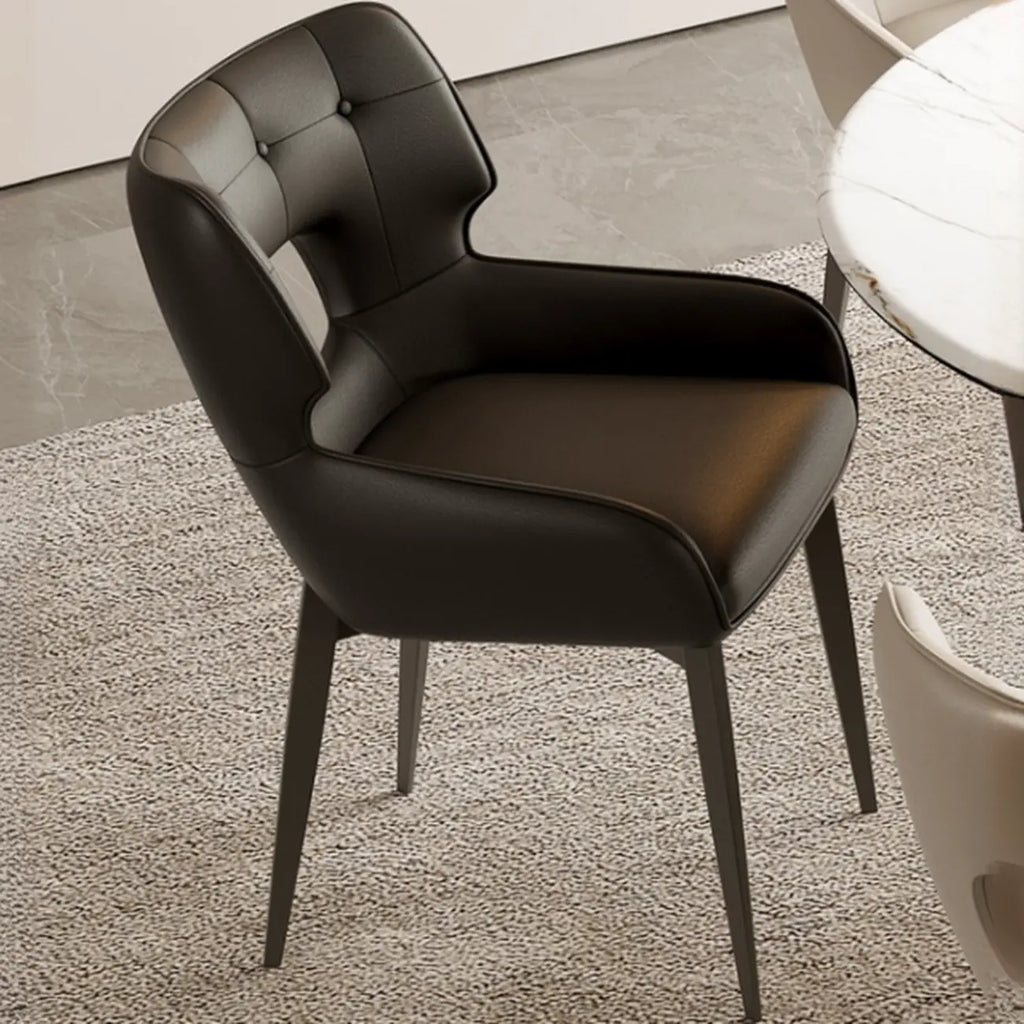 Modern Faux Leather Open Back Arm Dining Chair