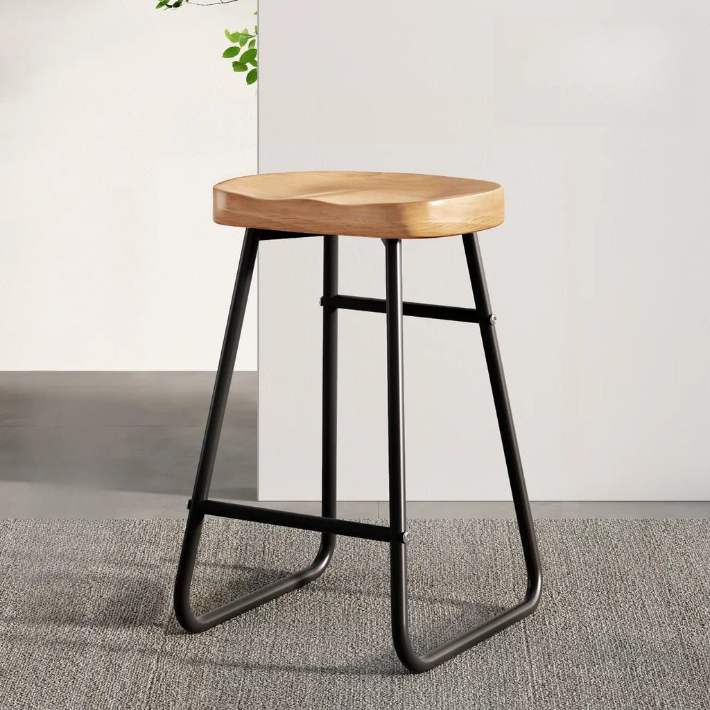 Brown Saddle Backless Counter Bar Stools with Footrest