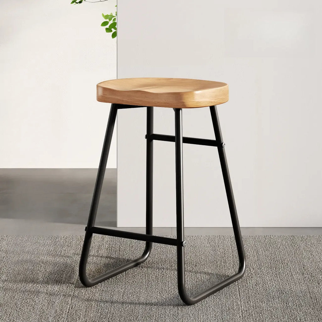 Brown Saddle Backless Counter Bar Stools with Footrest