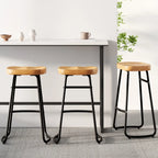 Brown Saddle Backless Counter Bar Stools with Footrest