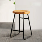 Brown Saddle Backless Counter Bar Stools with Footrest