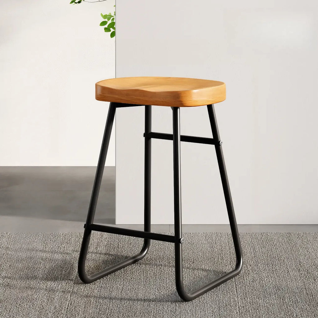 Brown Saddle Backless Counter Bar Stools with Footrest