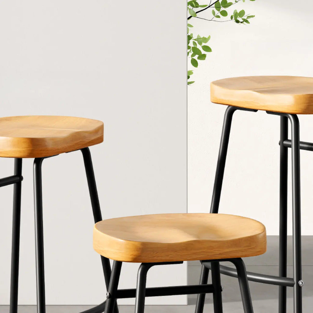 Brown Saddle Backless Counter Bar Stools with Footrest