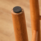 Brown Saddle Leather Seat Wooden Backless Bar Stools