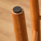 Brown Saddle Leather Seat Wooden Backless Bar Stools