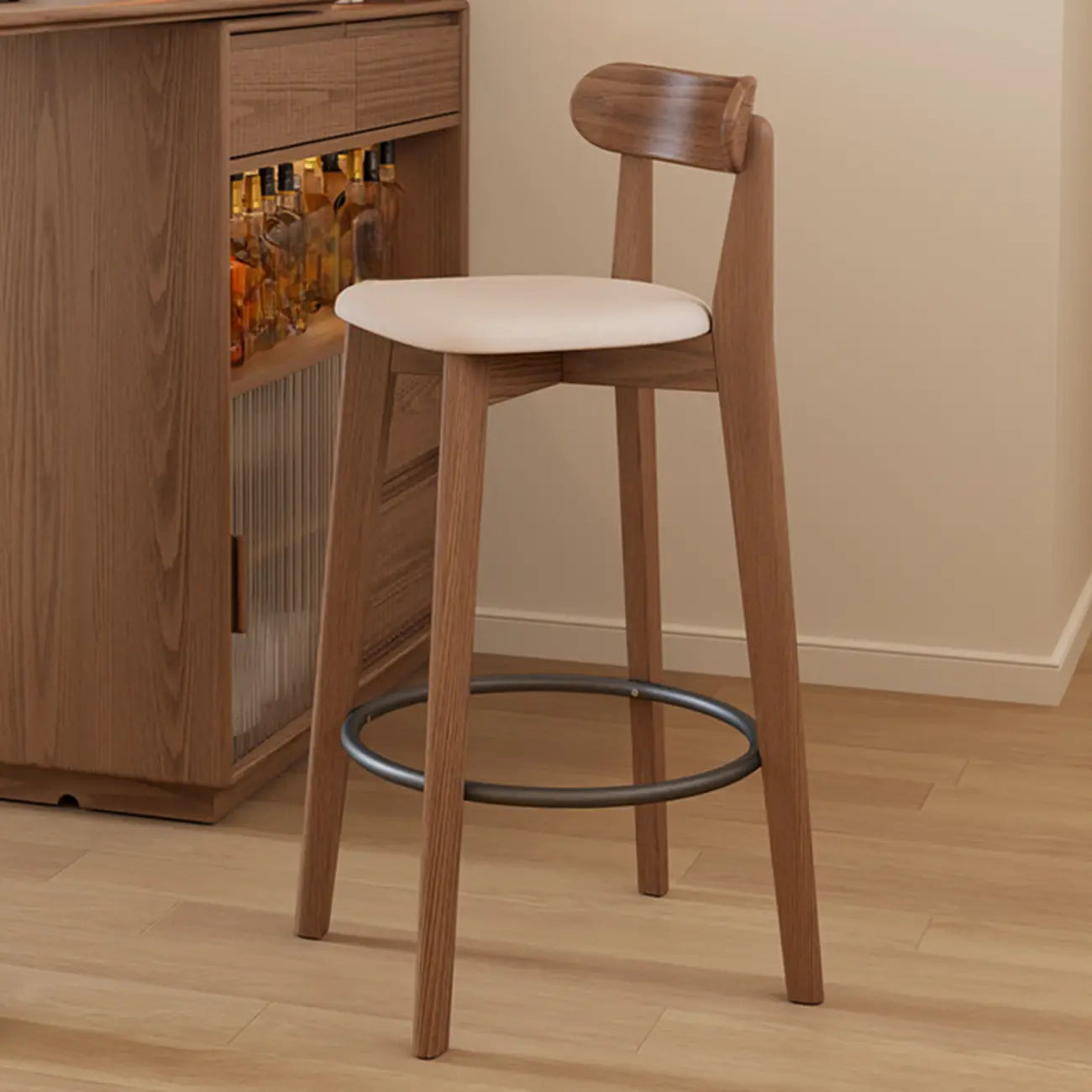 Comfortable Square Brown Wood Bar Stool with Backs