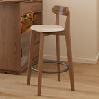 Comfortable Square Brown Wood Bar Stool with Backs