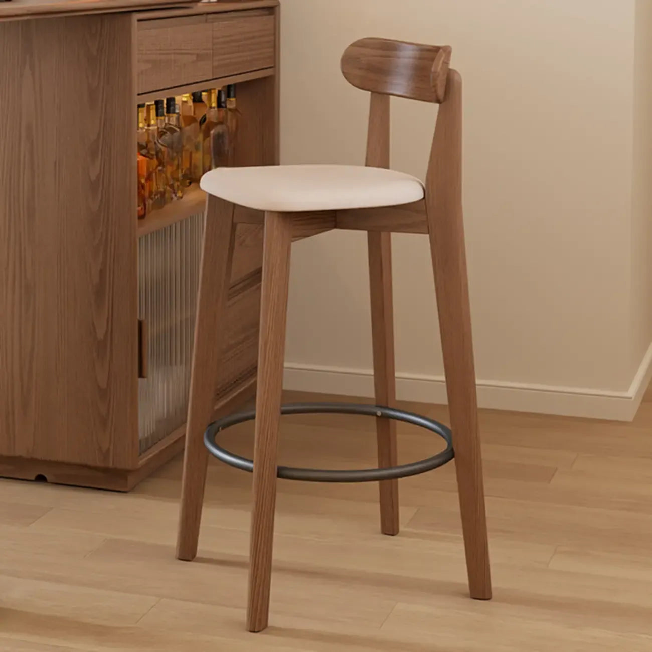 Comfortable Square Brown Wood Bar Stool with Backs