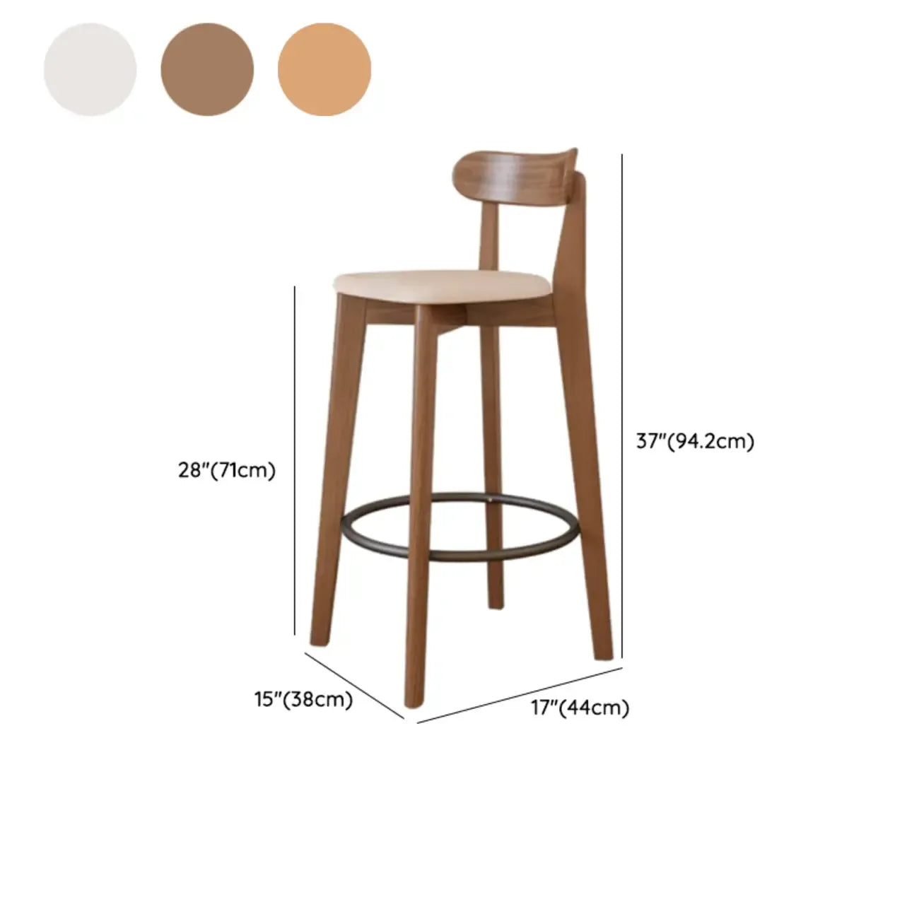 Comfortable Square Brown Wood Bar Stool with Backs
