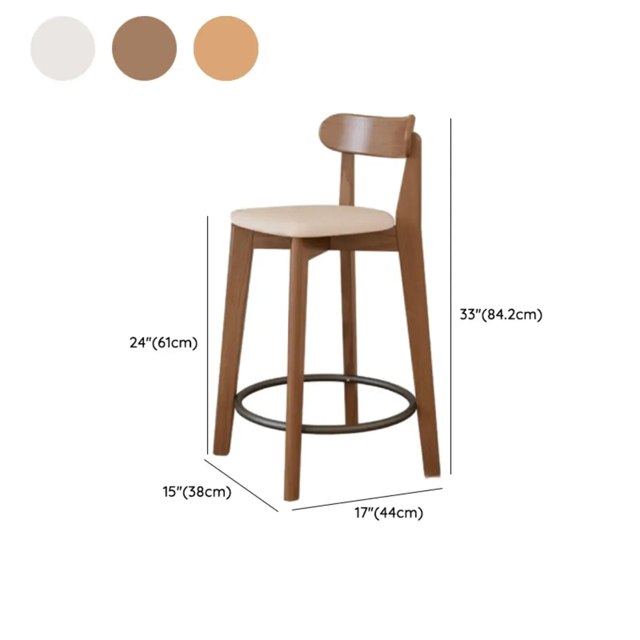 Comfortable Square Brown Wood Bar Stool with Backs