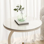Glam Stone Top Metal Base C-Shape Side Table