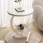 Glam Stone Top Metal Base C-Shape Side Table