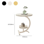 Glam Stone Top Metal Base C-Shape Side Table