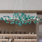 Art Deco Modern Amber Arylic Floral Leaf Chandelier