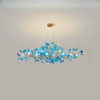 Art Deco Modern Amber Arylic Floral Leaf Chandelier