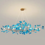 Art Deco Modern Amber Arylic Floral Leaf Chandelier