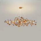 Art Deco Modern Amber Arylic Floral Leaf Chandelier