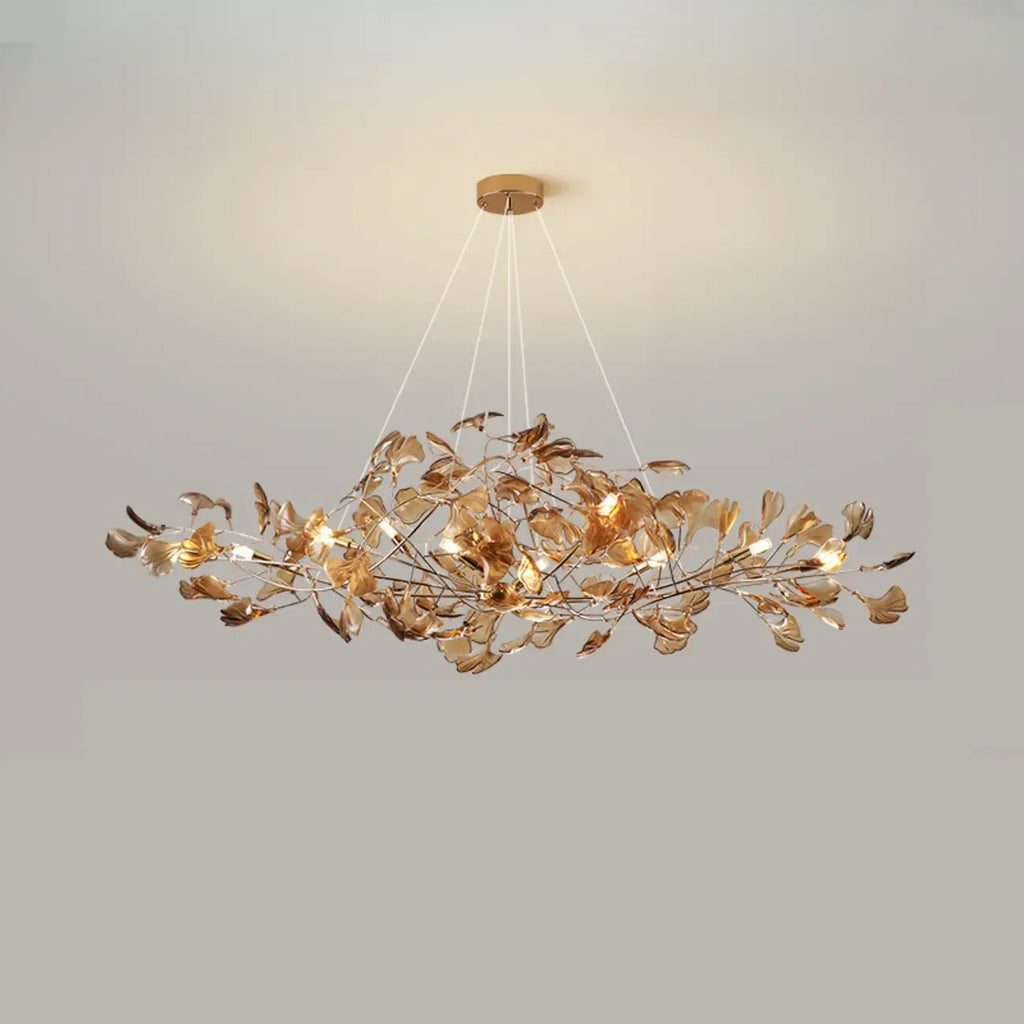 Art Deco Modern Amber Arylic Floral Leaf Chandelier
