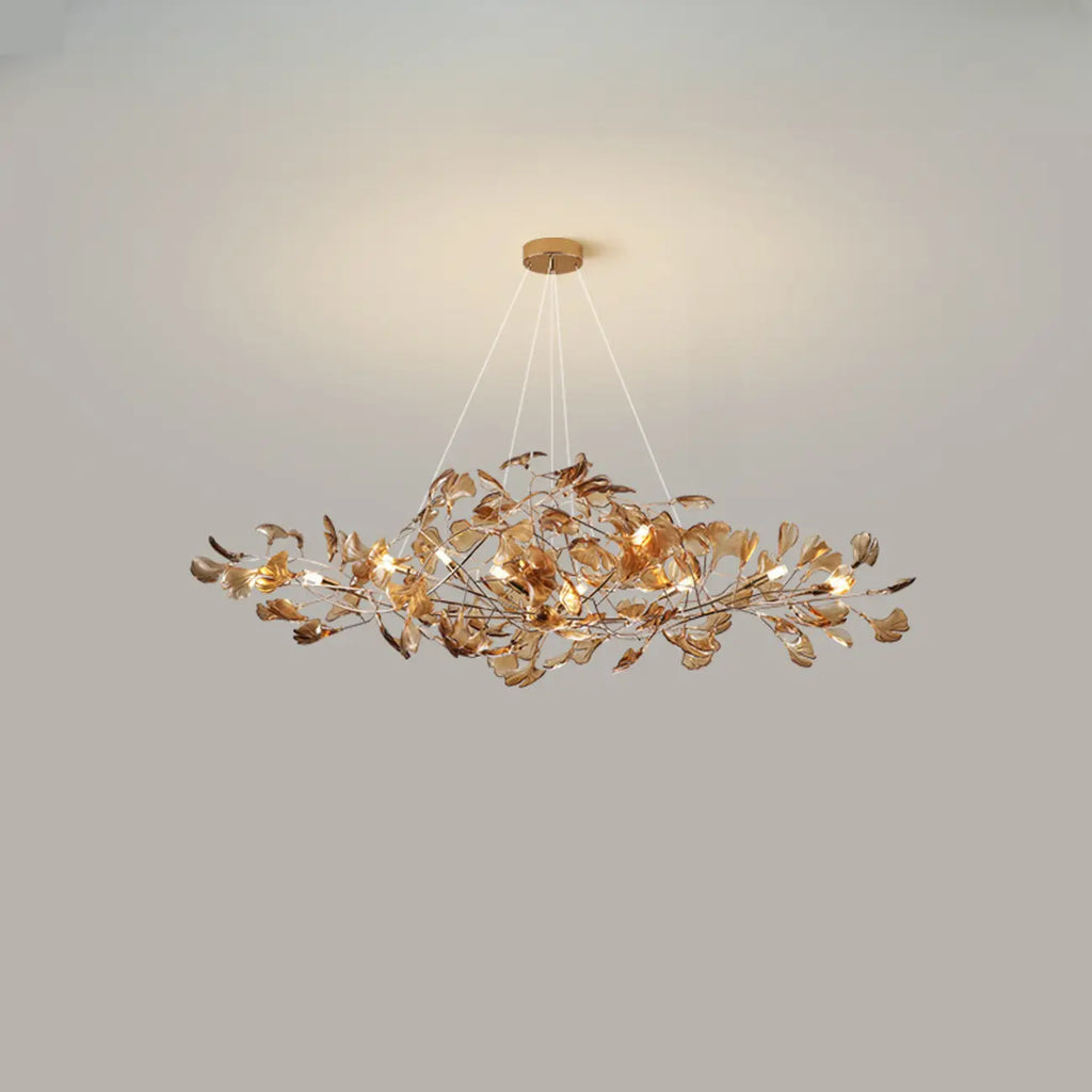 Art Deco Modern Amber Arylic Floral Leaf Chandelier