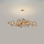 Art Deco Modern Amber Arylic Floral Leaf Chandelier