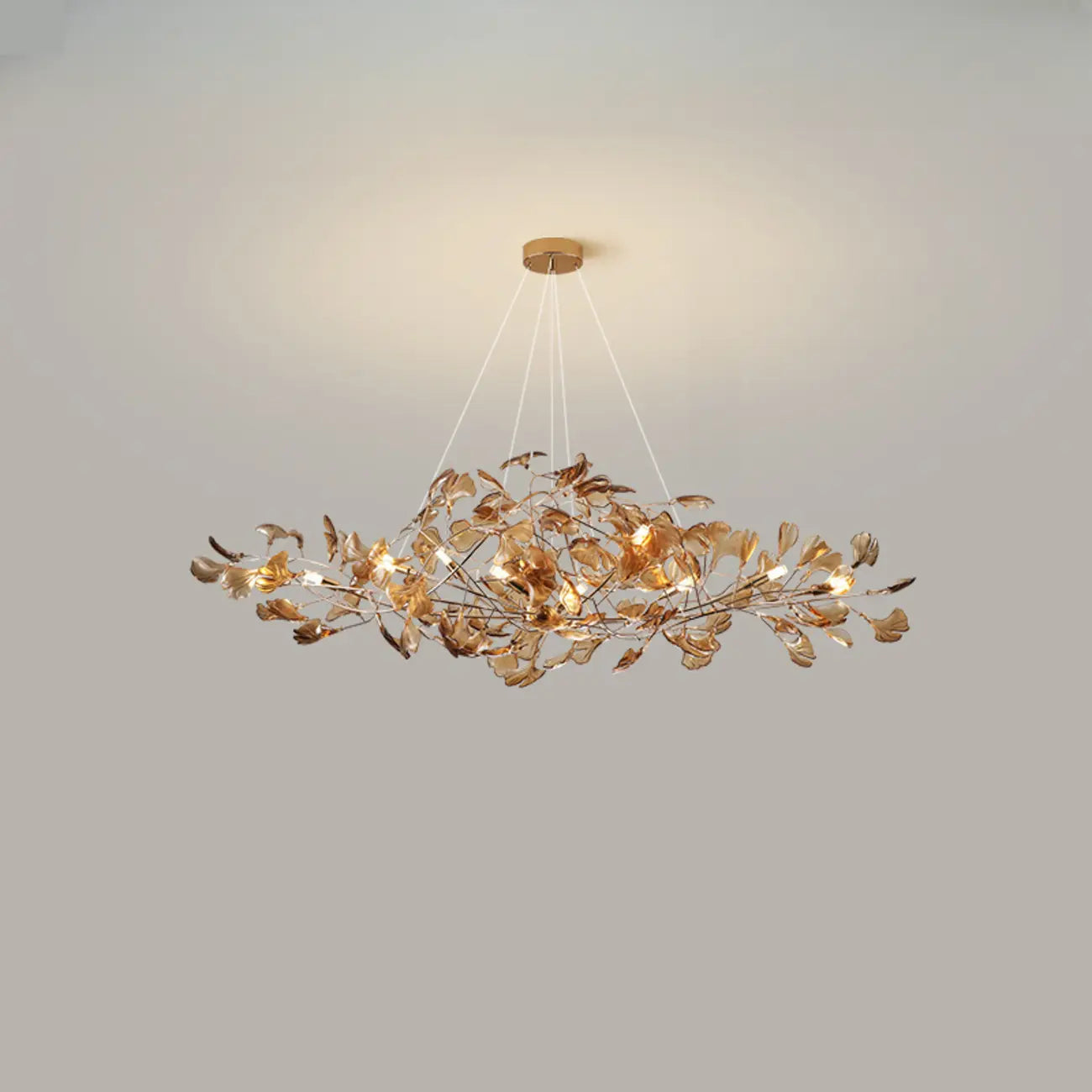 Art Deco Modern Amber Arylic Floral Leaf Chandelier